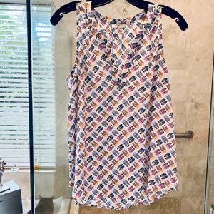 Joie Shoe Print Silk Sleeveless Tank Sz M NWOT